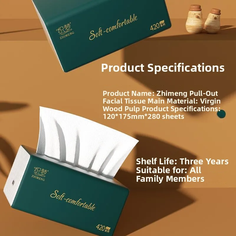 Caja de pañuelos de papel higiénico para uso doméstico, servilletas higiénicas Der pe, artículos para el hogar, toallas de papel suaves y Thiened, 60 uds.