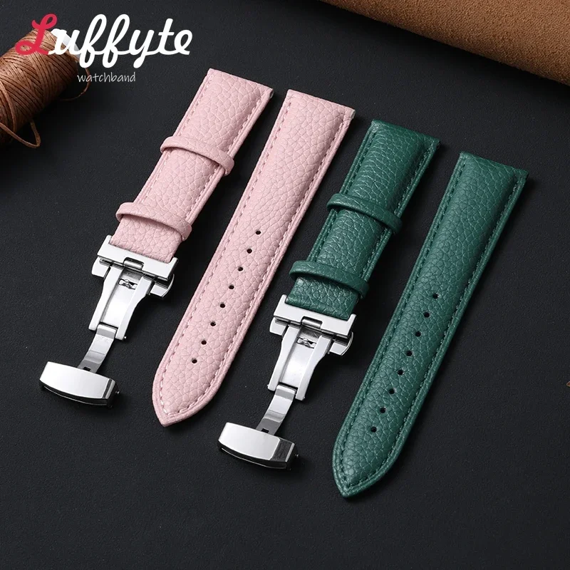 الراقية سوار ساعة 18 مللي متر 20 مللي متر 22 مللي متر للرجال النساء استبدال حزام الساعات مع فراشة مشبك حزام ساعة اليد مع صندوق تعبئة الهدايا