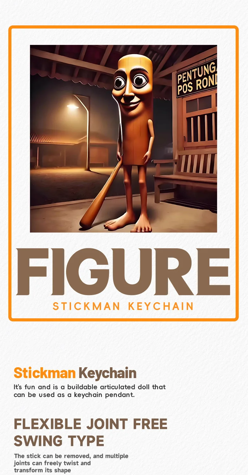 Multi Jointed Stick Man TungTungSahur Montage Action Figure 3D Gedruckt Tralalero Tralala Figur Lustige Spielzeug Schlüsselbund Dekor – Detail 1