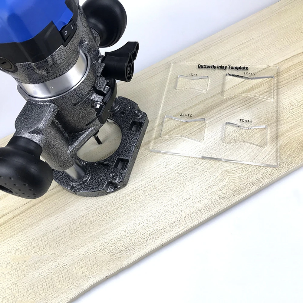Transparent For Acrylic Butterfly Inlay Template Set For Woodworking Router Bit Cutting Decorative Mosaic Key Repair Tool Kit