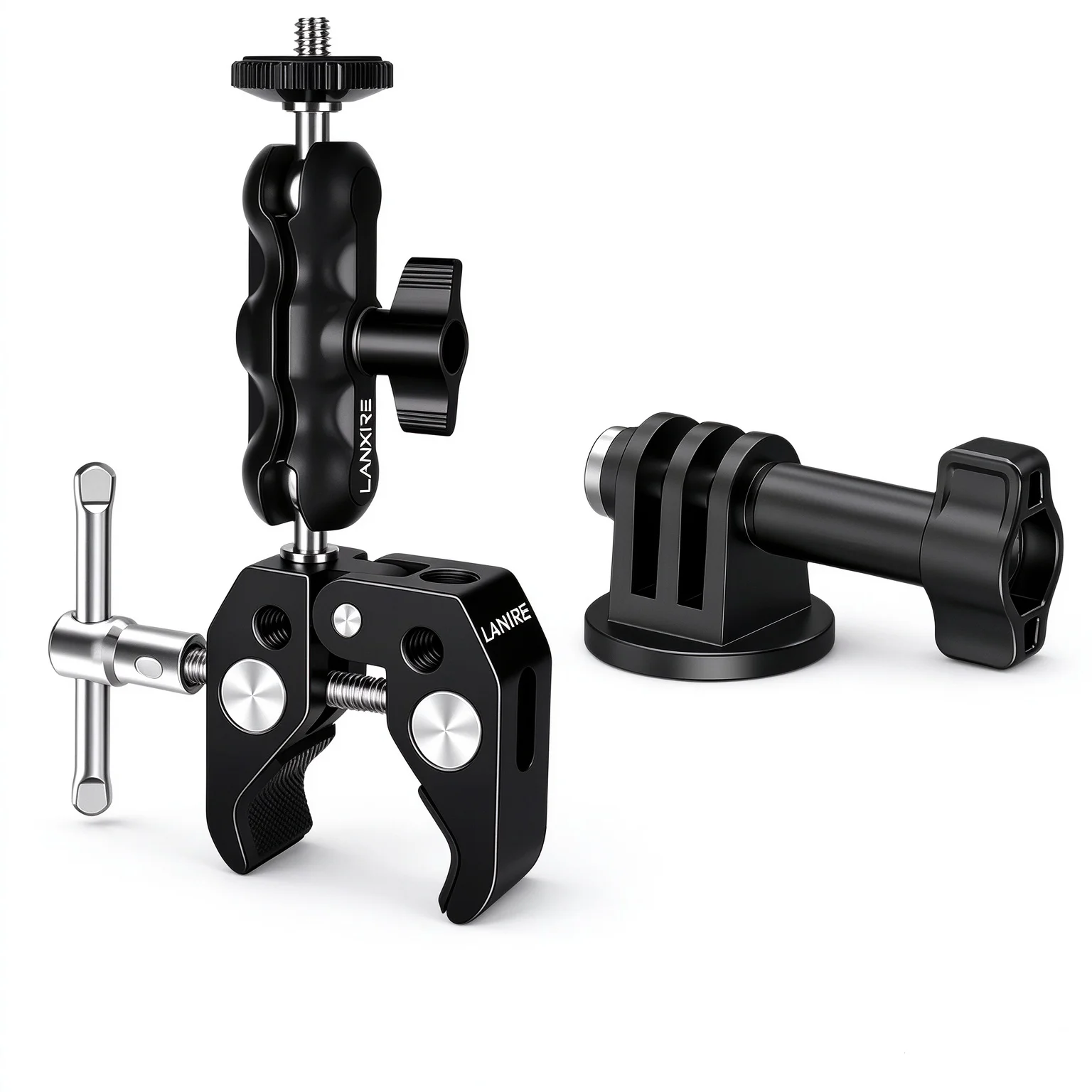 Lanxire Super Clamp Camera Clamp Mount Monitor 360° Ballhead Magic Arm Double Ball Head Adapter for phone Camera Gopro LED Light