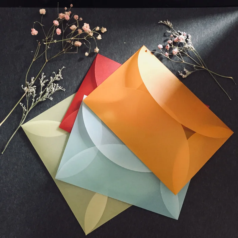 

50pcs/lot Blank Transparent Wedding Invitation Envelope Colored Translucent Sulfuric Acid Envelopes for Letters Postcards Gift