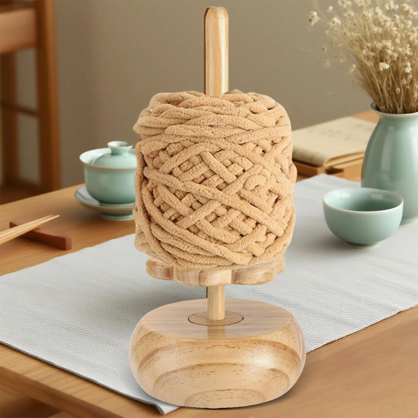 

Yarn Holder For Crocheting Magnetic Wood Yarn Ball Winder Crochet Spinner Heavy-Duty Crocheting Organizer Stand For Christmas