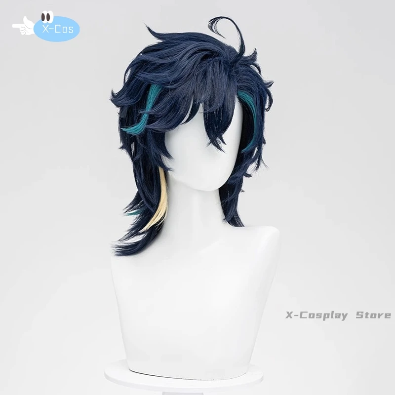 Genshin Impact Kinich Cosplay Wig Kinich 38cm Blue Green Gradient Hair Turnfire Hunt Cosplay Natlan Halloween Party Women Men