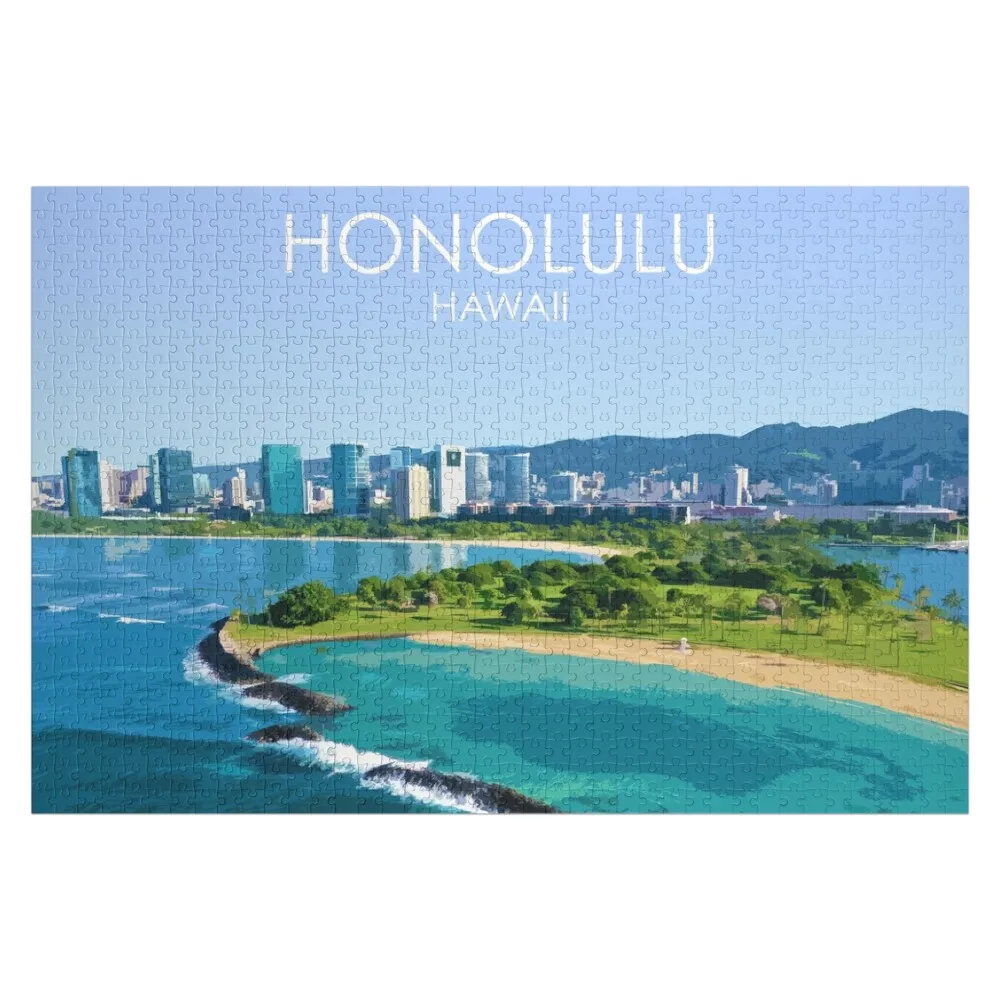 

Honolulu, Hawaii, USA, Print Jigsaw Puzzle Diorama Accessories Custom Child Gift Puzzle