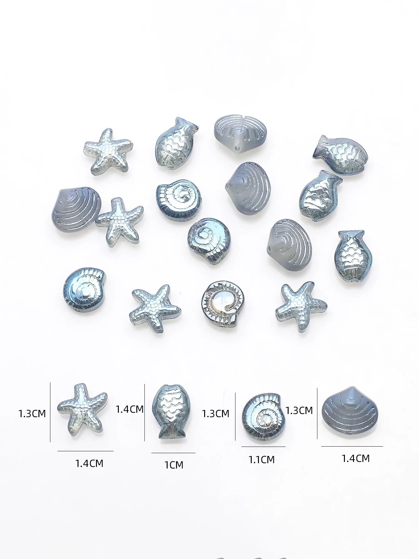 20 Pcs Mixed Shape Starfish Snail Shell Small Fish Crystal Glass Loose Beads DIY Making Earing Necklace Jewelry Accessories image 6