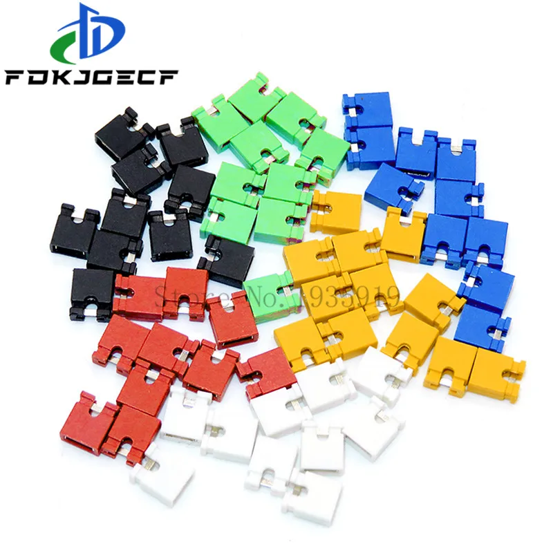 100PCS Colorful Standard Pitch jumper shorted cap & Headers & Wire Housings 2.54MM Black yellow white green red blue