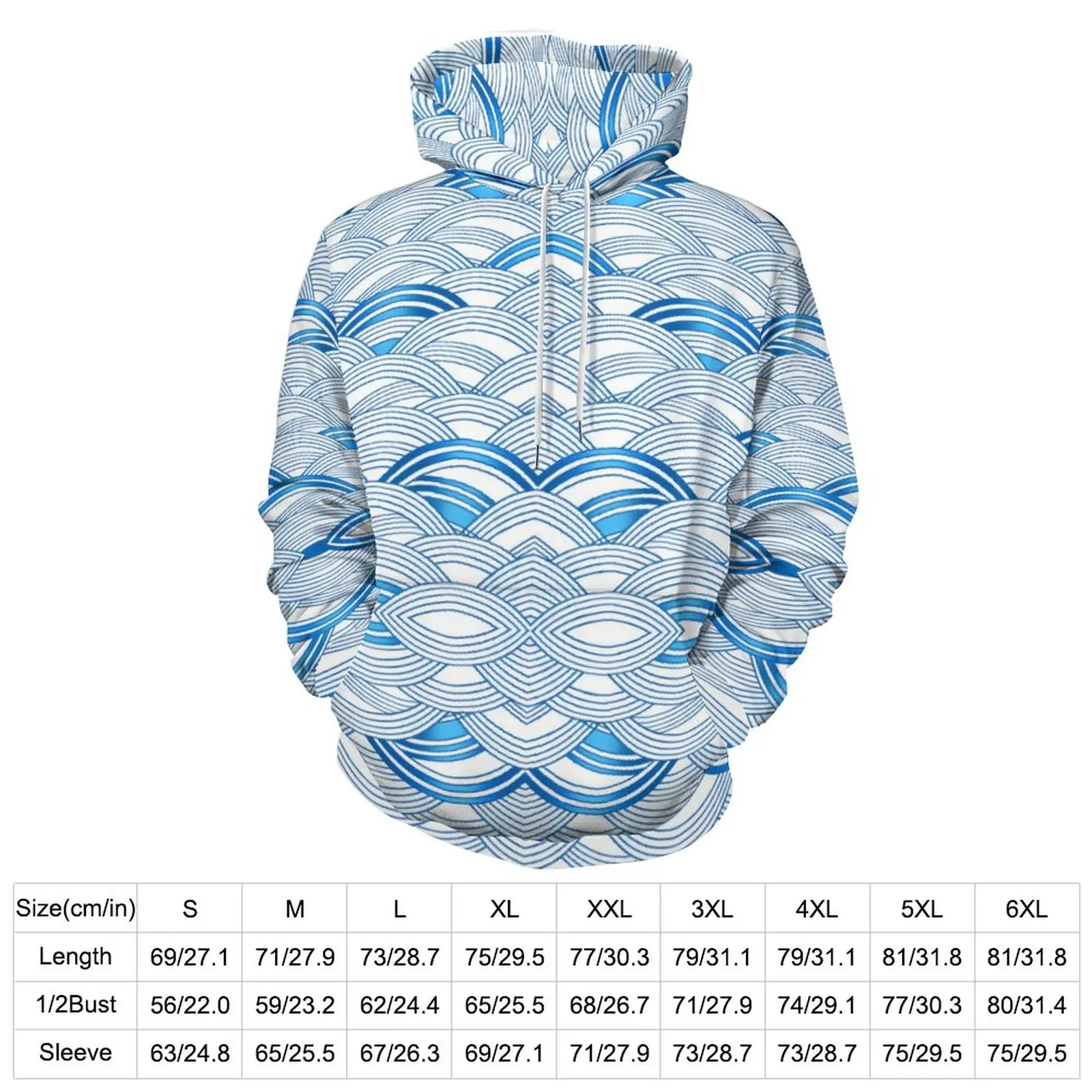 Ocean Waves Hoodies Abstract Print Classic Oversize Pullover Hoodie Ladies Long Sleeve Modern Design Casual Sweatshirts