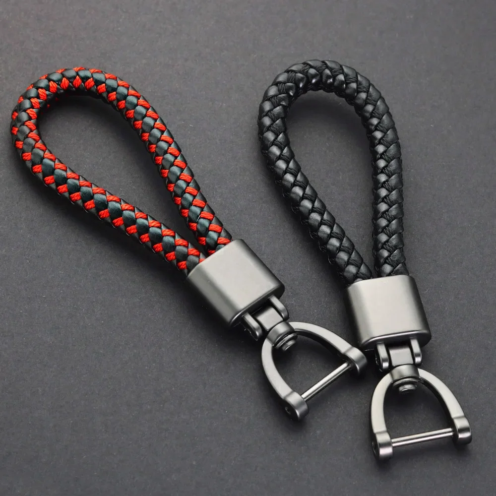 Hand Woven Leather Car KeyChain Detachable Metal 360 Degree Rotating Horseshoe Buckle Key Chain For Men High Quality Gift K393