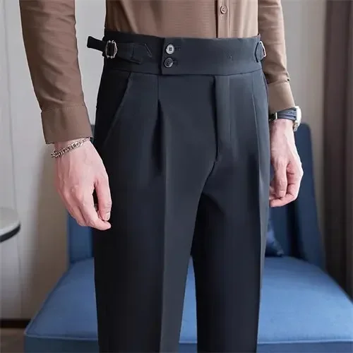 Pantalon de costume jaune pour hommes, pantalon habillé Slim à la mode, blanc noir bleu vert pantalo