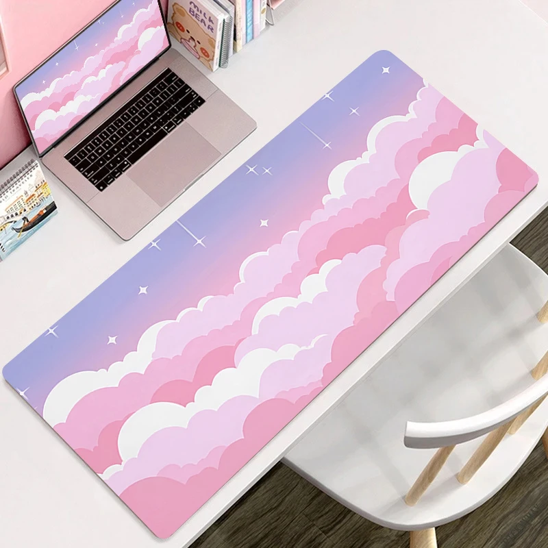 Pink Clouds HD Anime Landscape Mouse Pad Cartoon tappetini per tastiera antiscivolo XXL Kawaii MousePads Large Laptop Office Soft Table Mat