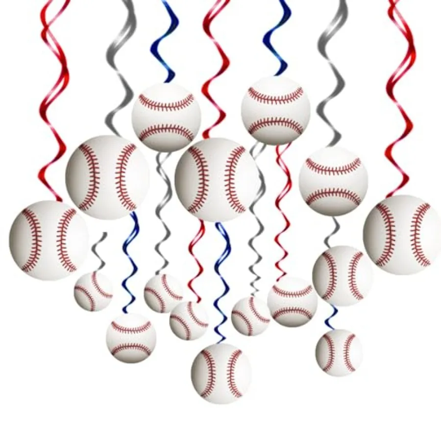 42 Pcs Baseball Hanging Swirls Decorations Baseball Birthday Banners Party Streamers Wall Ceiling Hanging Spirals Baseball Part