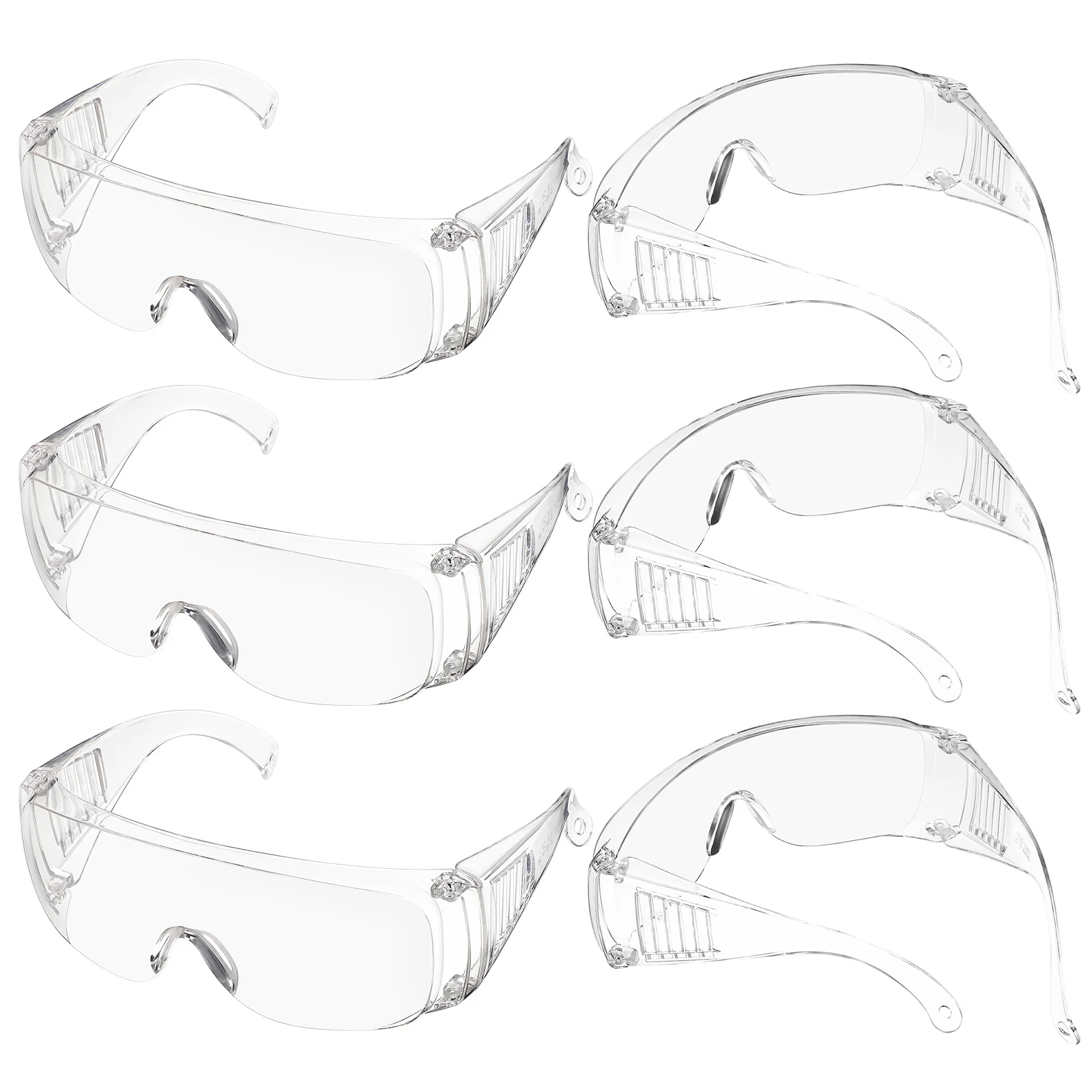 6 Pairs Glasses Goggles over Safety Protection Protective Eyeglass Eyewear Chemistry Clear Construction Work