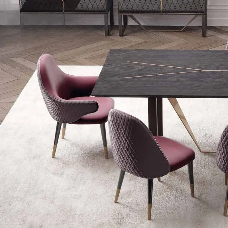 Italian simple dining chair modern simple microfiber leather backrest restaurant model room designer style dining table and chai