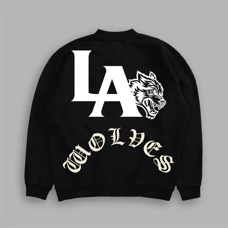 Wolf Head Wolves Premium Oversized Sport Street Trendy Marken-Grafik-Sweatshirt mit Rundhalsausschnitt für Herren und Damen Streetwear Pullover