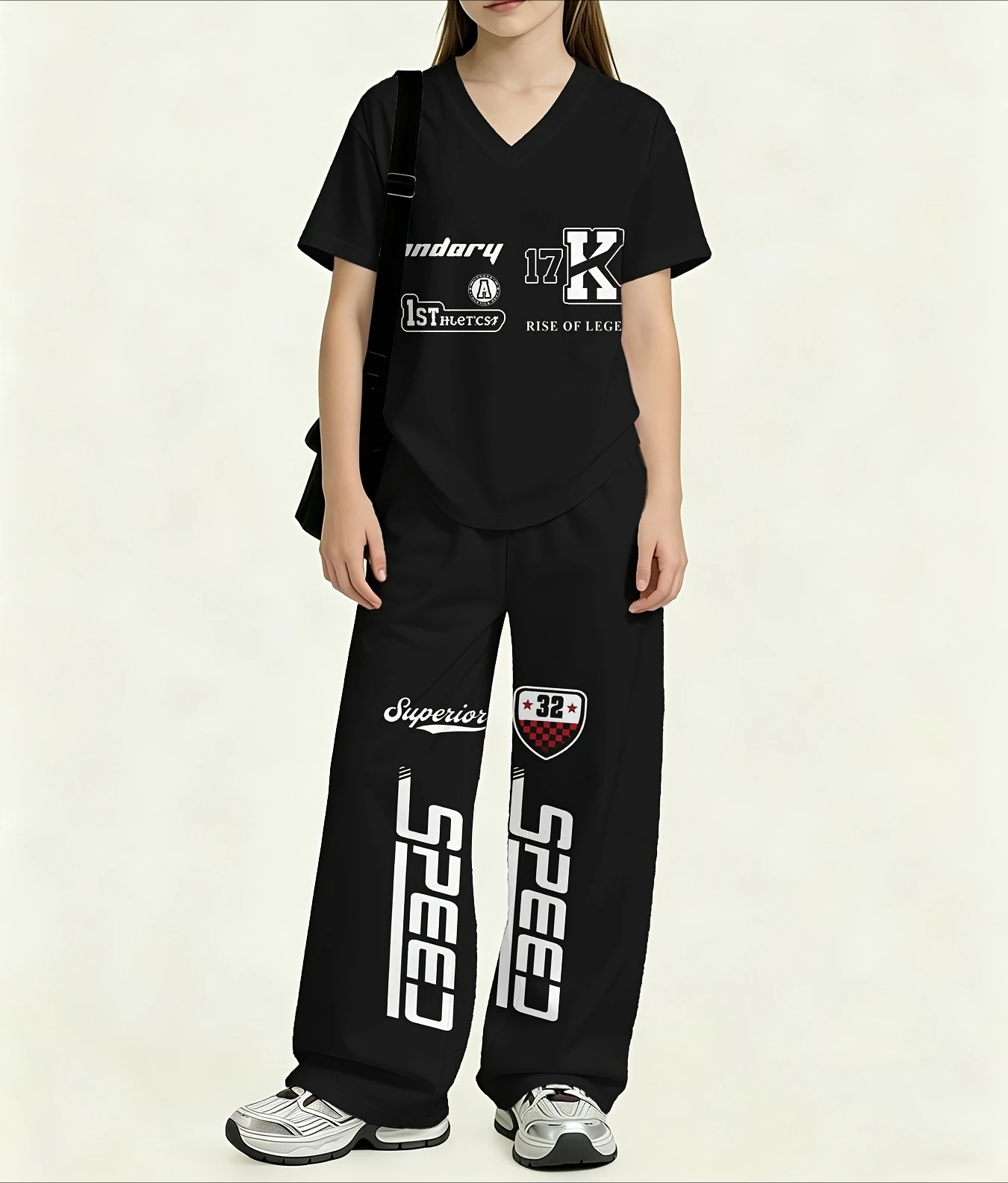 Men's and Women's Casual Sports Quick Drying Set,Children's American Jersey Badge,Letter Printed Parent-child Outfit,Loose Pants
