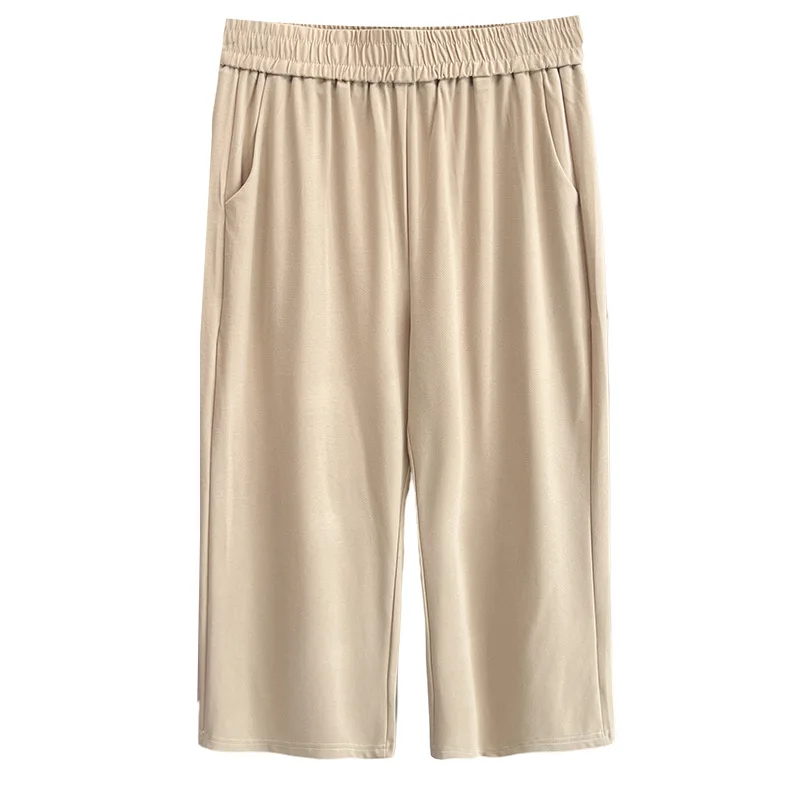 100KG Summer Capri Pants New Casual Simple And Thin Chinlon Plus Size Women's Straight Pants