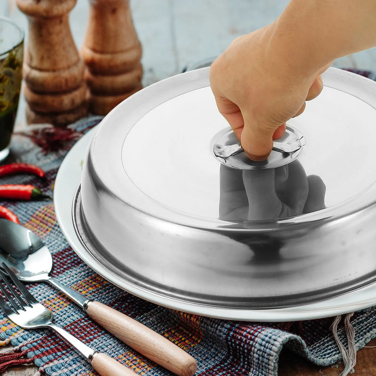 Household Stainless Steel Food Cover Rounded Edge Heat Resistant Steak Lid Anti Splash Perfect for Indoor Outdoor Bbq Griddle