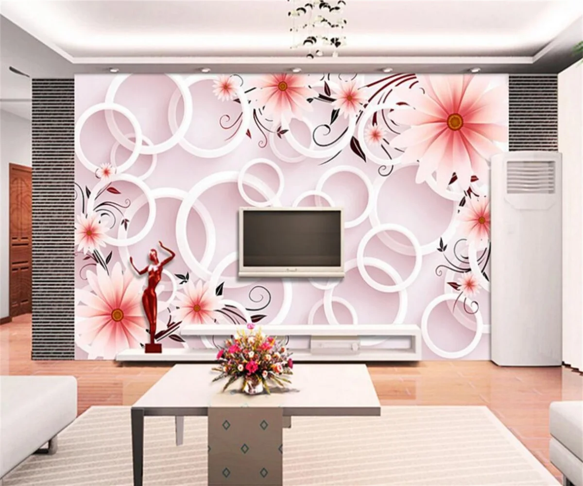 

Custom Any Size 3D Photo Wall Paper Modern Romantic Pink Rose Floral Living Room Bedroom self-adhesive Wall Mural Wallpaper