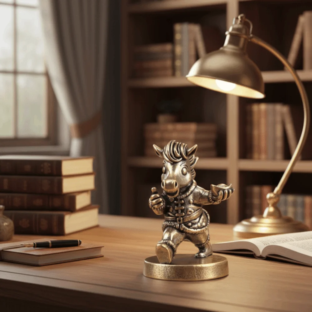 

Traditional Brass Horse Figurines Chinese Zodiac Cartoon Horse Statue Decorative Horse Model New Year Decoration