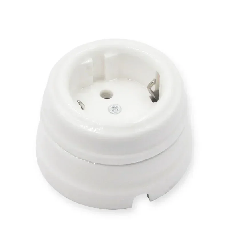 European Ceramic Knob Switch Outdoor Lighting High Frequency Ceramic Wall Light Switch EU Socket
