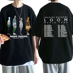 Imagine Dragons Loom World Tour 2024 T Shirts Hip Hop Rock Band Vintage T-shirt Fans Gift 100% Cotton Loose Short Sleeve T Shirt