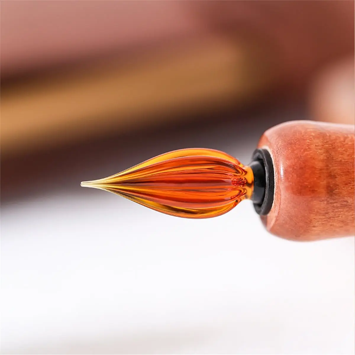 Wooden Pole Glass Dip Pen Ink Holder Sealed Container Art Writing Comics Illustration