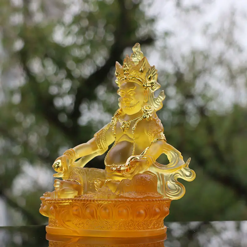 Imagem -05 - Estátua de Buda Banhada a Ouro Imitação Esmalte Transparente Amarelo Deus da Riqueza Martelo Vajra Tibetano Longevidade Sorte Feng Shui