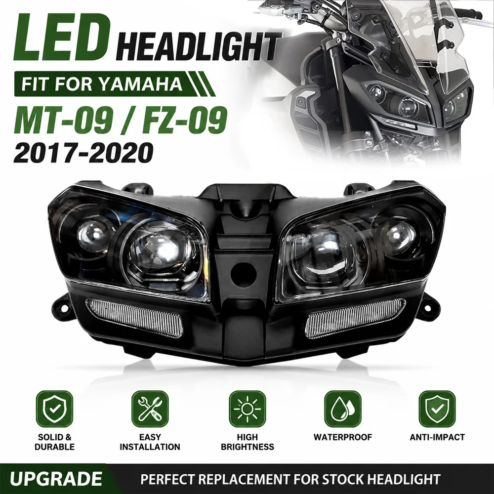 Fit for 2017 - 2020 YAMAHA MT09 MT-09 FZ09 Motorcycle LED Headlight Assembly MT 09 2018 2019 Headlamp Head Light  Accessories