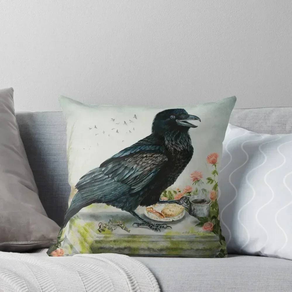 

Breakfast With The Raven Throw Pillow Sofa Covers For Living Room Sitting Cushion pillow