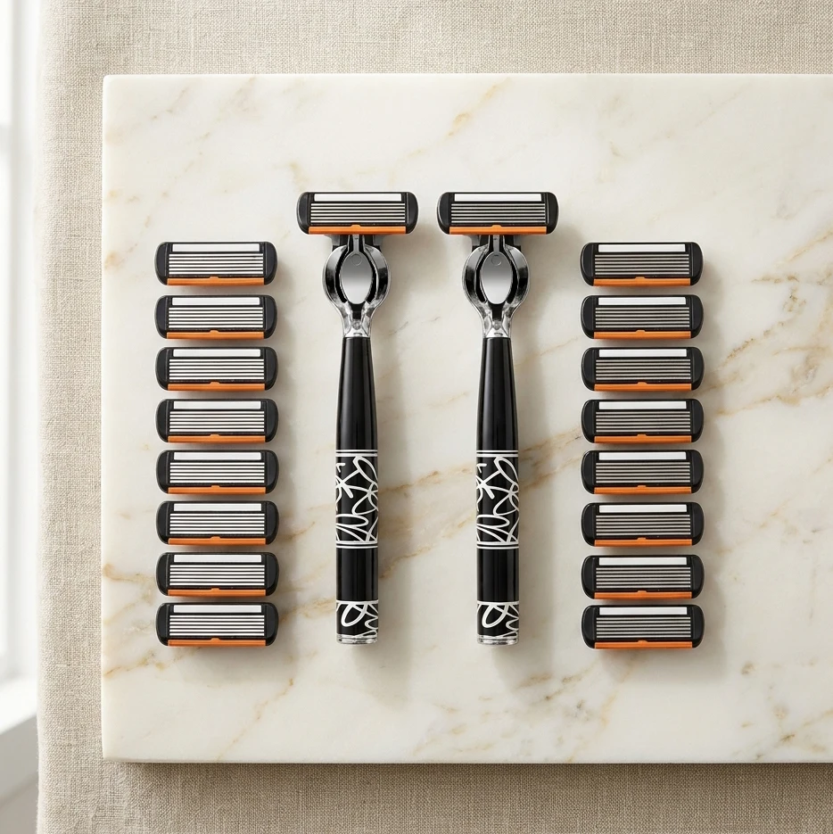 Men's Manual Razor 6-Layer Precision Blade System Replaceable Refills, Long-term Use, Men & Women Suitable Great Gift Idea