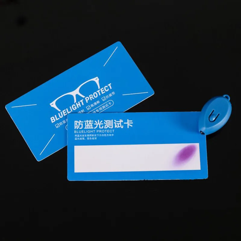 PVC Anti-luce blu Test Card test Light glasses accessori per test UV card Blue light detection card Generator Card