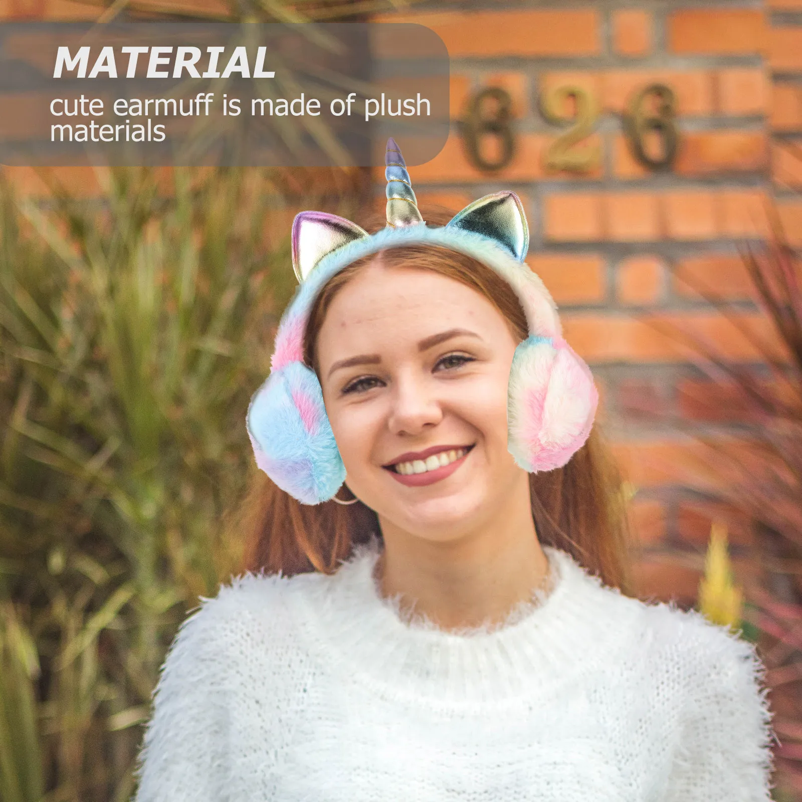 عصابة رأس دافئة للأذنين على شكل وحيد القرن لحماية الأذن في الشتاء وخفيفة الوزن ومريحة للنساء عصابة رأس شتوية للأذنين