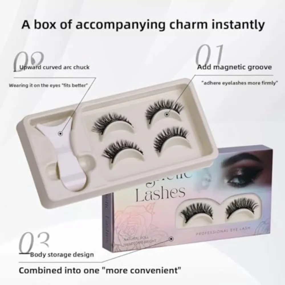 Chaud aucune colle nécessaire cils magnétiques aspect naturel avec applicateur cils magnétiques moelleux réutilisable faux cils usage quotidien
