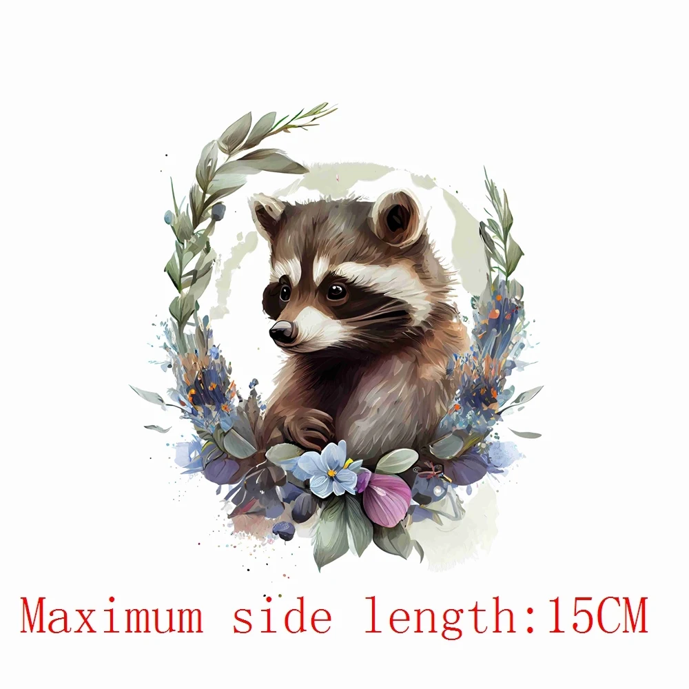 15cm Cartoon Little Raccoon Iron On Heat Transfer Stickers For Clothes DTF Pinted Vinyl Thermal Appliques Washable T-Shirt Decal