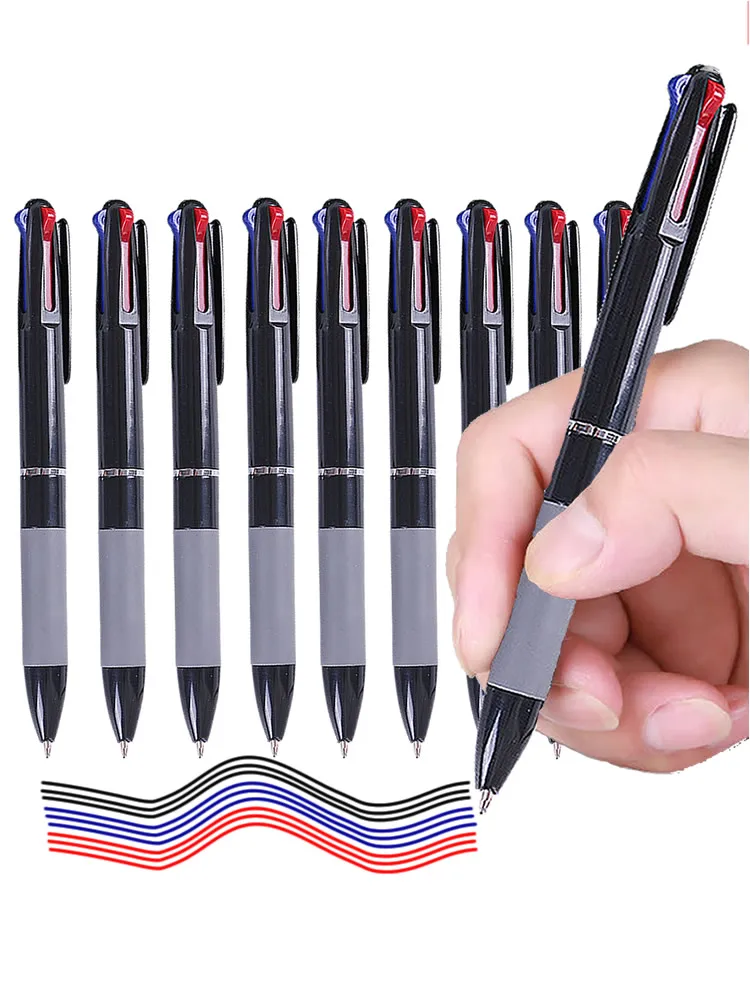 Stylos à bille 3 en 1 couleur encre rouge/noir/bleu 0.7mm pour étudiants, papeterie d'écriture, fournitures scolaires fines, crayons de bureau