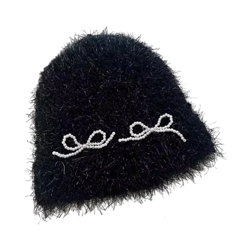 340D Bowknot Pattern Hat Shopping Accessory Hat Eye Catching Fashion Knitted Hat for Cold Weather