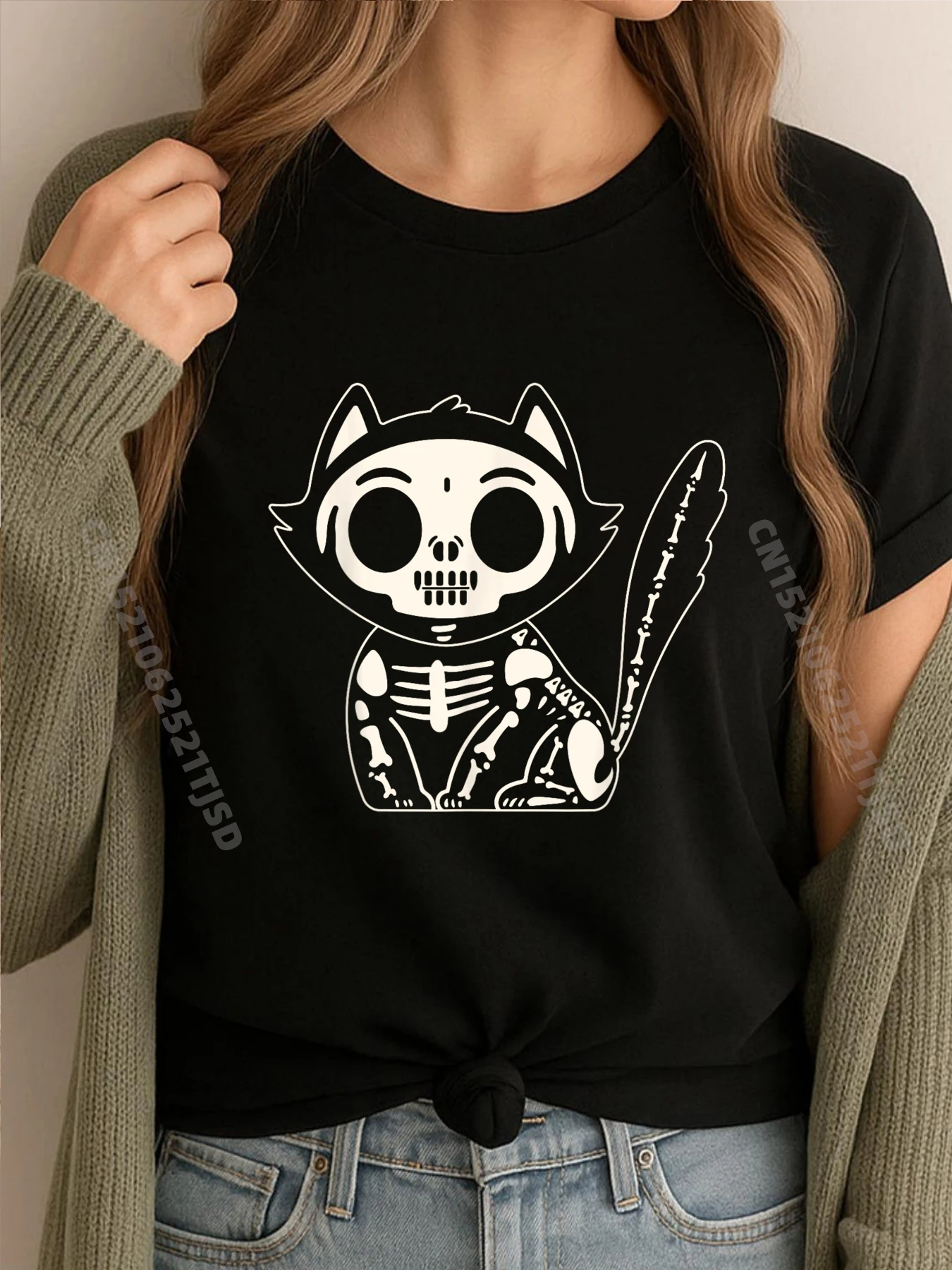 

Костюм скелета кошки, ленивый костюм на Хэллоуин, футболка с милым котенком и черепом, футболка с короткими рукавами и буквенным принтом