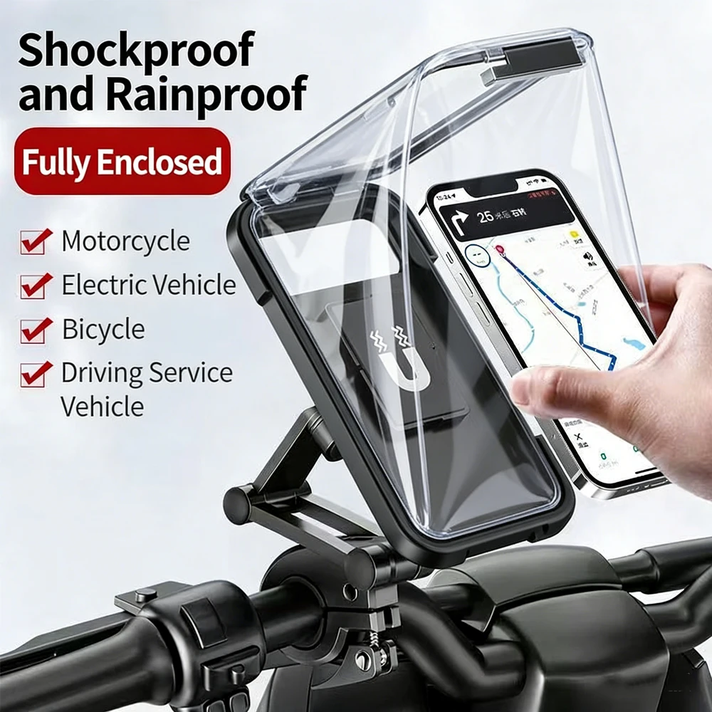 حامل هاتف للدراجات النارية، جهاز الملاحة الجاهزة، دعامة دعم، حامل حقيبة مقاوم للماء 360 درجة °   دوران قابل للتعديل