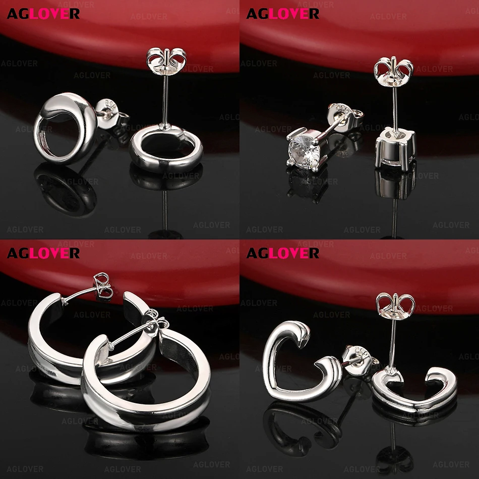 

AGLOVER 925 Sterling Silver 23mm Smooth Curved Column Earrings Women Fashion Charm Party Holiday Gift Jewelry