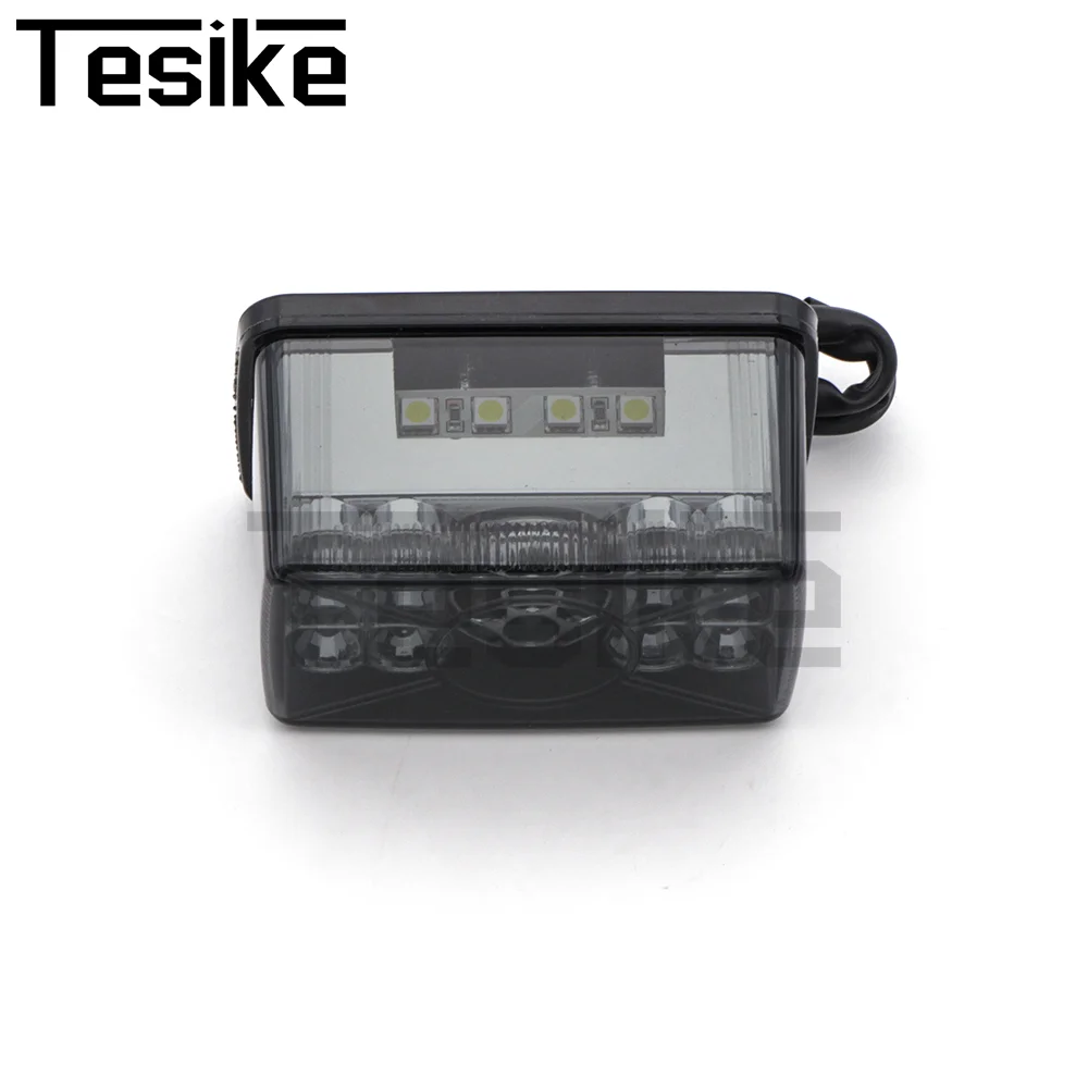 الخلفية دراجة نارية مصباح ليد خلفي أحمر + أبيض لوحة ترخيص ضوء تشغيل مصباح مكبح الضوء الخلفي العالمي ل ATV UTV المتسابق المروحية #3