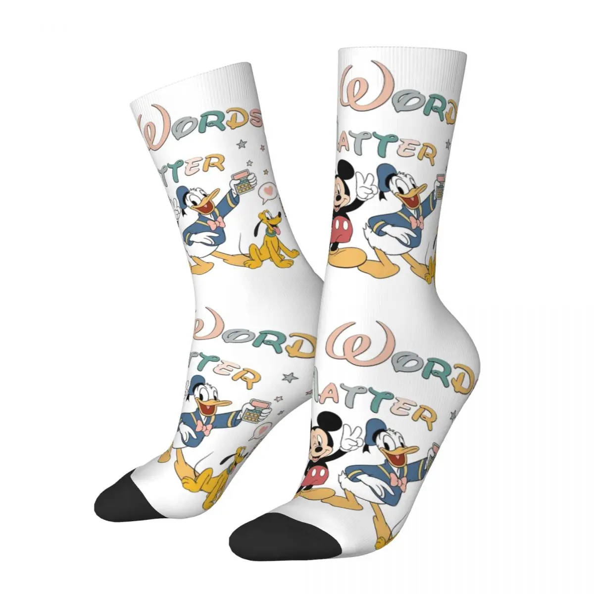 Your Words Matter Mouse And Friends Design Theme All Season Socks Accessories for Girls Boys Sweat Absorbing Stockings