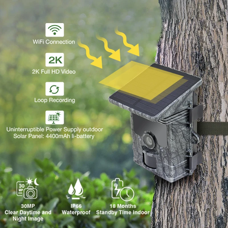 กล้องดักถ่ายสัตว์ป่า 4K WiFi ใ - Trail Camera Solar Panel Powered บทวิจารณ์และราคา