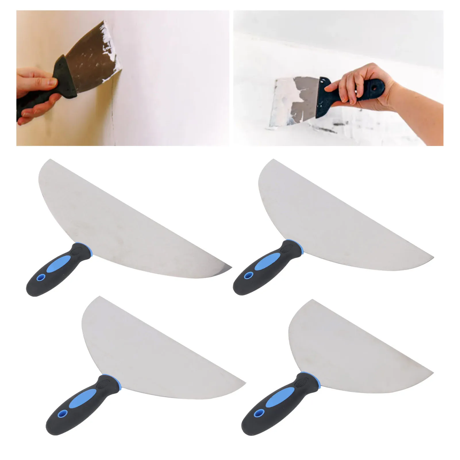 Stainless Steel Putty Scraper Tool with Hanging Hole for Drywall Repair Wallpaper Paint Decals Plaster Removal