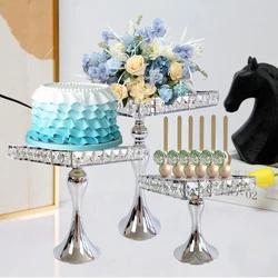 1-3Pcs/lot Silver&Gold Metal Dessert Table Display Square style Crystal Fruit Candy Donut Plate Serving Tray Platter foe party