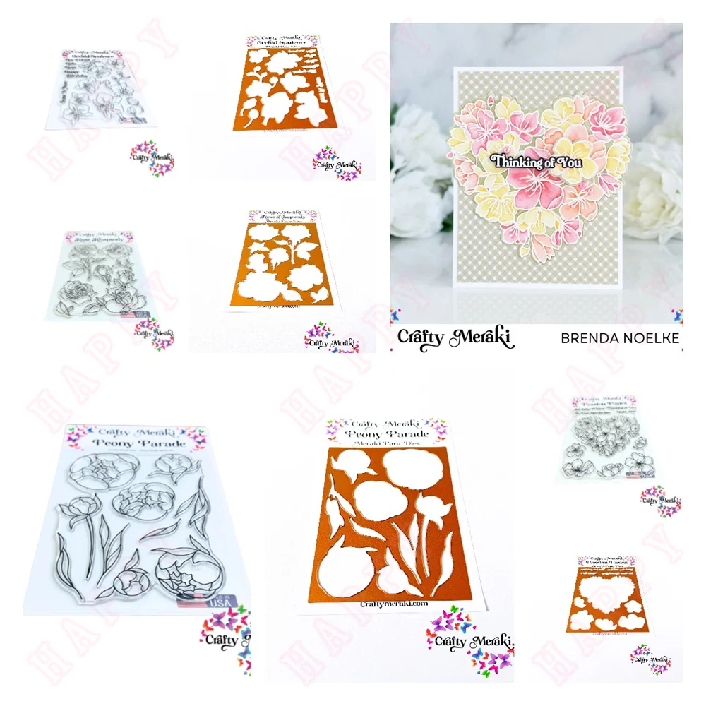 Peony Parade  Metal Cutting Dies Clear Stamps Scrapbooking Diary Decoration Embossing Template Diy Greeting Card Handmade 2024