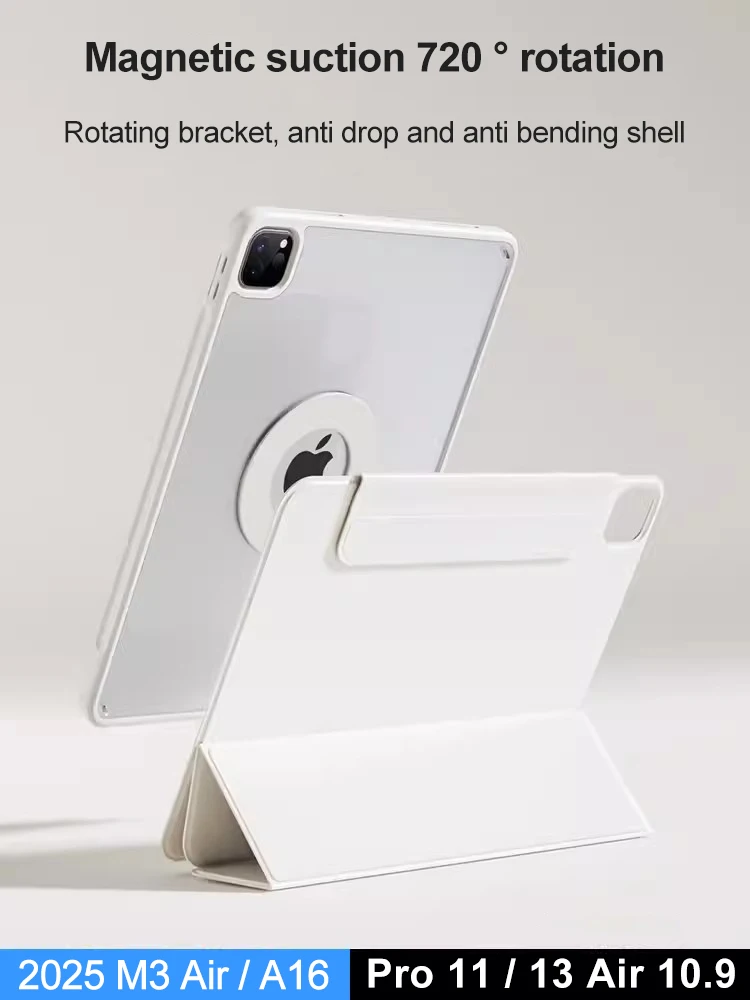 720° Rotate Tablet Case for iPad Pro 13 M4 Cover M5 M3 M2 Air 11 4th 3rd Magnetic Split Shell for Air 5 A16 Pro 12.9 6th Funda