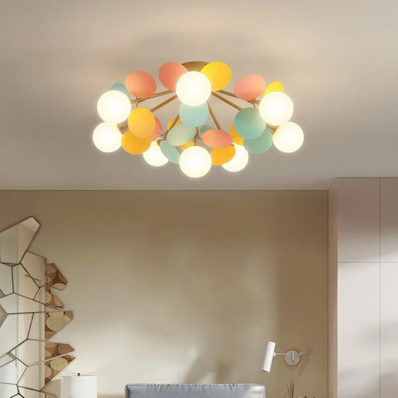 Modern Ceiling Lamp For Children\'s Room Aisle Led Decor Glass Ball Chandelier Bedroom Lighting Fixture