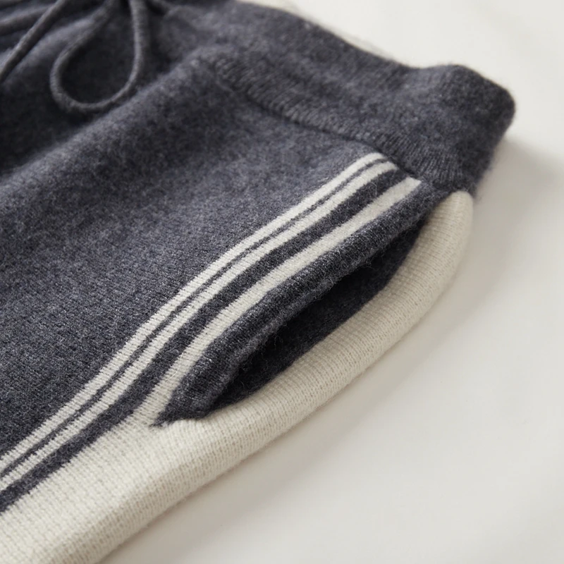 ANGEL Chic Men's 100% Wool Pants Autumn Winter Thick Warm Smart Casual Sport Trousers Elastic Waist Pants Basic Straight Pants