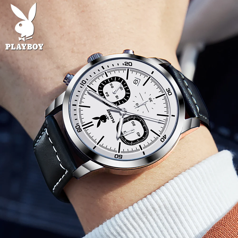 PLAYBOY Original Quartz Men\'s Wristwatch Luxury Sports Waterproof Watch for Men Fashion Trend High-end Silicone Strap Man Watch